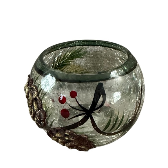 Vintage 3D Pinecone Crackle Glass TeaLight Votive Candle Holders. - Picture 3 of 9